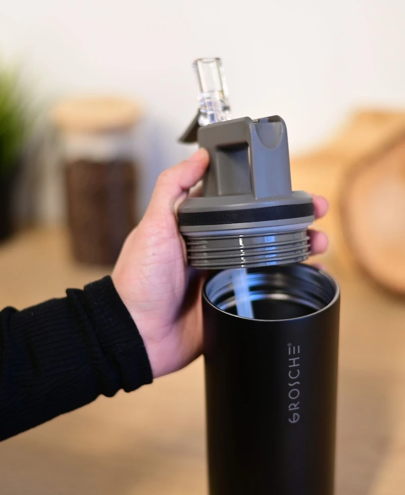 Grosche Alpine Flip 'N Sip Insulated, Leakproof Water Bottle with Straw