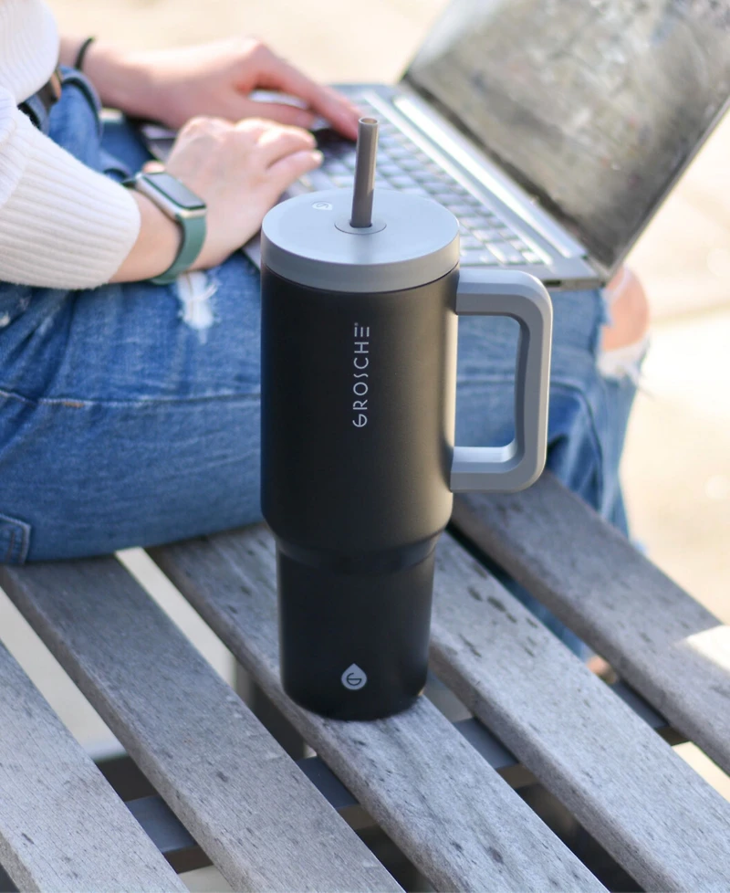 Grosche 40oz Insulated Tumbler with Straw and Handle