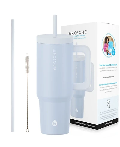 Grosche 40oz Insulated Tumbler with Straw and Handle