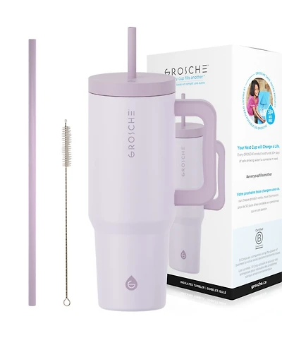 Grosche 40oz Insulated Tumbler with Straw and Handle