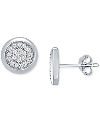 Men's Black Diamond Circle Cluster Stud Earrings (1/3 ct. t.w.) in Sterling Silver (Also in White Diamonds)