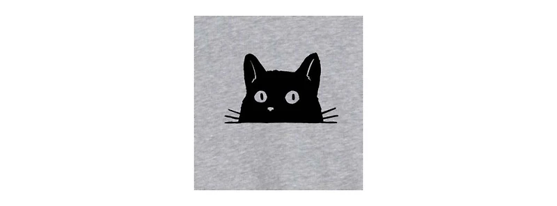 Hybrid Apparel Trendy Juniors Peeking Cat Graphic Oversized Tee