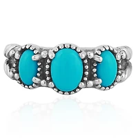 American West Jewelry Sterling Silver Women's Ring with Genuine Gemstone, 3-Stone Design, Sizes 5-10