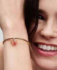Pandora Rose 14K Gold-Plated Pink Yellow Murano Glass Butterfly Dangle Charm