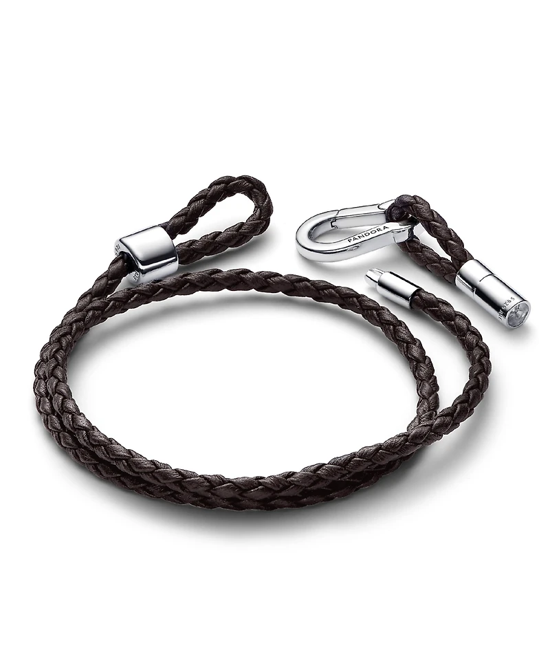 Pandora Brown Braided Double Leather Bracelet