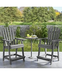 4 Pcs Tall Bar Stool Hdpe Patio Chair with Armrest Footrest Home Indoor Outdoor