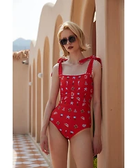 Jessie Zhao New York Women's Red Coral Reversible One-Piece Swimsuit