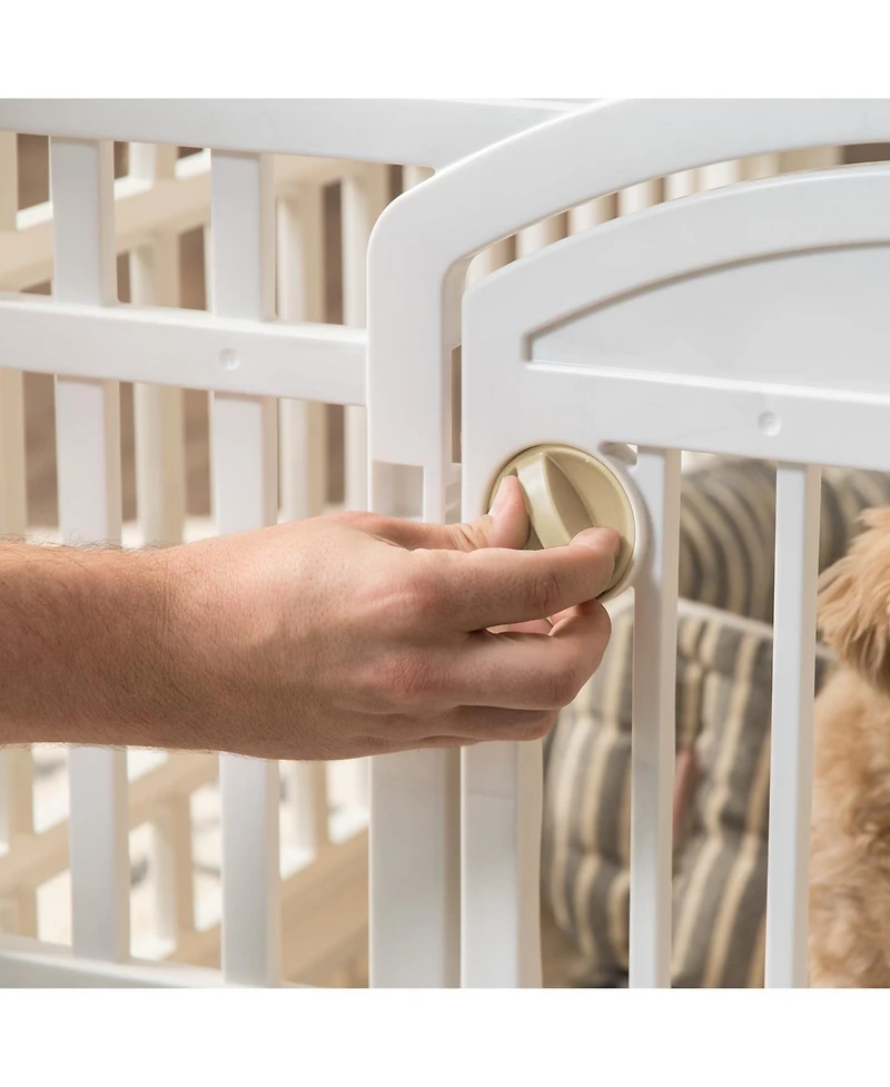 Iris 24-inch 4 Panel Exercise Pet Playpen with Door, White