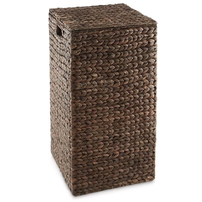 Casafield Laundry Hamper with Lid and Removable Liner Bag - Natural, Woven Water Hyacinth Square Basket for Clothes