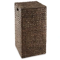 Casafield Laundry Hamper with Lid and Removable Liner Bag - Natural, Woven Water Hyacinth Square Basket for Clothes