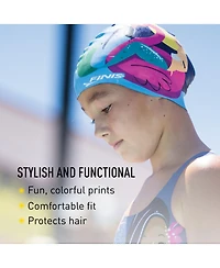 Finis Girls Mermaid Silicone Cap - Fun Swim with a Universal Fit 100% Rippled Edge for Watertight Seal