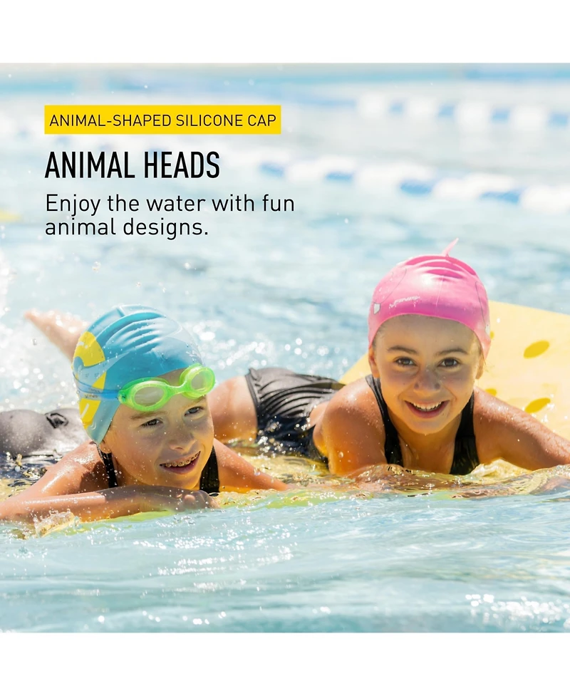 Finis Girls Animal Heads - Fun Swim Cap Ages 3 and Up
