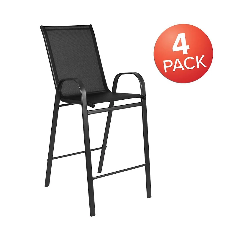 Emma+Oliver 4 Pack Outdoor Barstools With Flex Comfort Material-Patio Stool