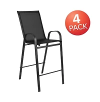 Emma+Oliver 4 Pack Outdoor Barstools With Flex Comfort Material-Patio Stool