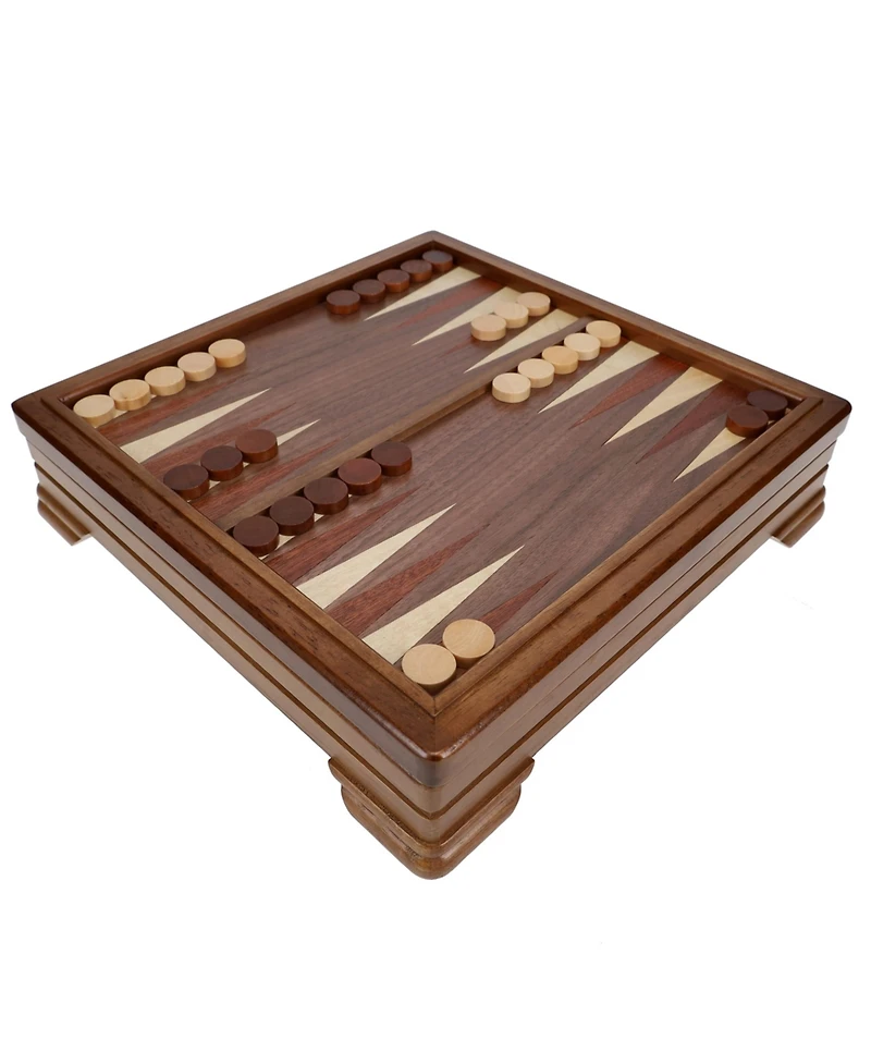 We Games Walnut 7-Games-in-1 Combination Game Set - Includes Chess, Checkers, Backgammon, Dominoes, Cribbage, Poker, Dice and Cards