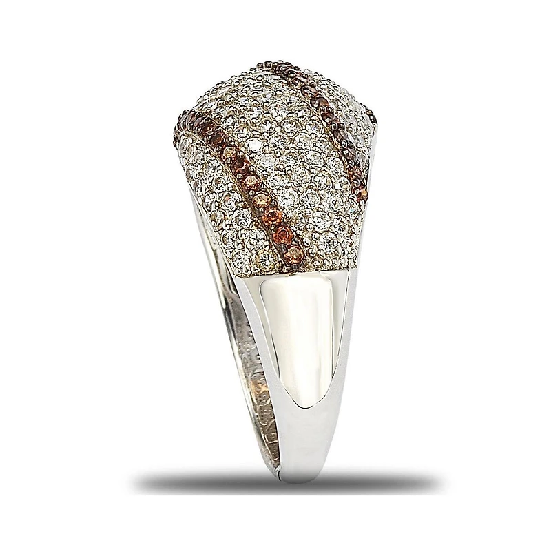 Suzy Levian Sterling Silver Cubic Zirconia Pave Brown Crossover Ring