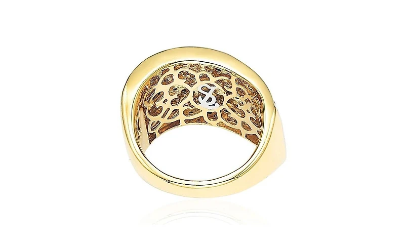 Suzy Levian Sterling Silver Cubic Zirconia Brown and White Leaf Ring