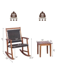 Gymax 3PCS Patio Rocking Chair & Table Set Outdoor Conversation Bistro Set