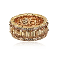 Suzy Levian Sterling Silver Cubic Zirconia Framed Emerald Cut Brown Eternity Band