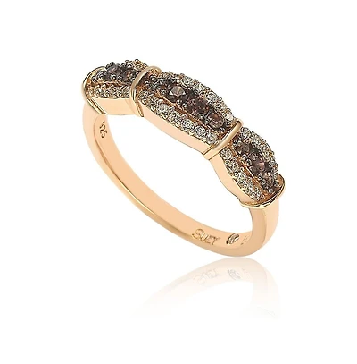 Suzy Levian Sterling Silver Cubic Zirconia Petite Brown & White Anniversary Band