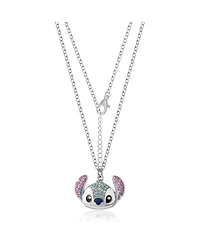 Disney Lilo and Stitch Fashion Stitch Pave Pendant Necklace, 16+3" Silver Chain