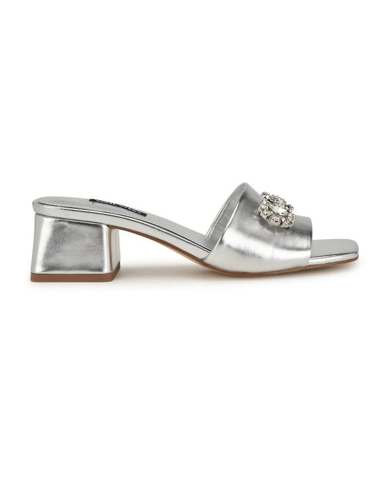 Nine West Women's Bamsy Square Toe Slip-on Dress Sandals