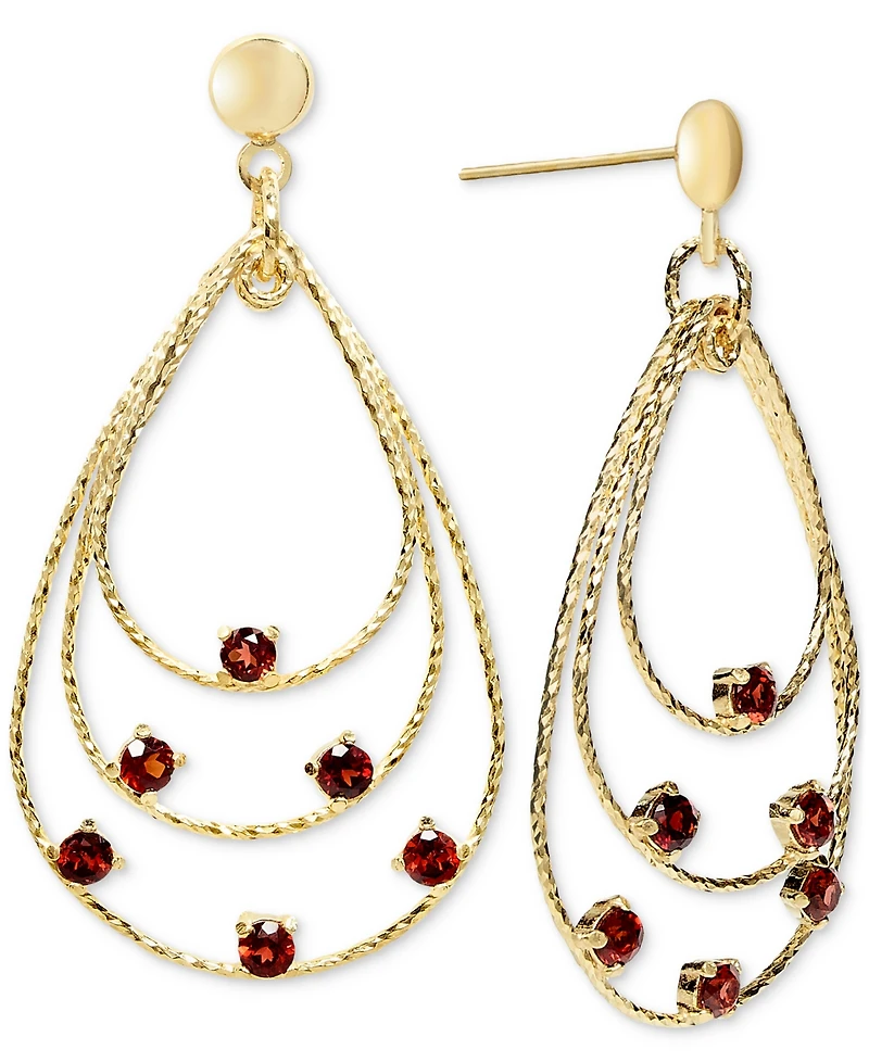 Rhodolite Garnet Triple Teardrop Drop Earrings (1-3/4 ct. t.w.) 14k Gold over Sterling Silver (Also available Citrine & Blue Topaz)