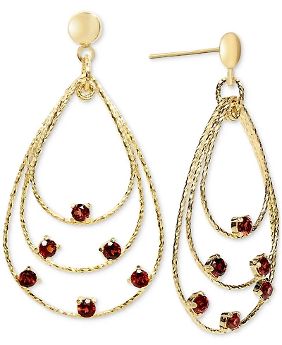 Rhodolite Garnet Triple Teardrop Drop Earrings (1-3/4 ct. t.w.) 14k Gold over Sterling Silver (Also available Citrine & Blue Topaz)