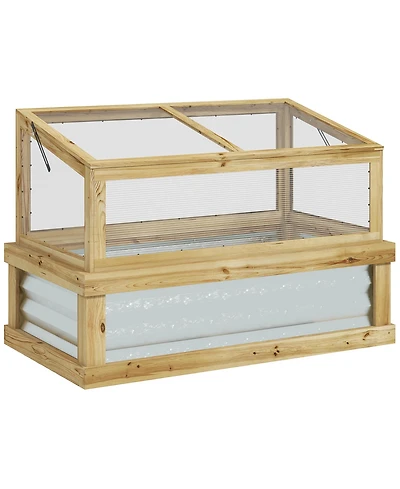 Outsunny Raised Garden Bed with Wooden Cold Frame