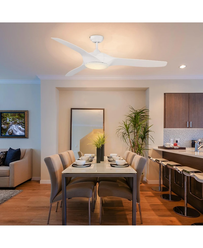 Homcom 52" Reversible Ceiling Fan with Led Light for Bedroom,