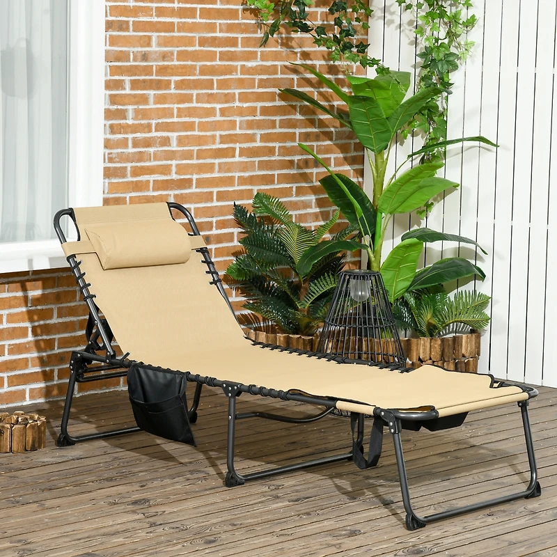 Outsunny 2-Piece Folding Chaise Lounge, Reclining ning Chairs,