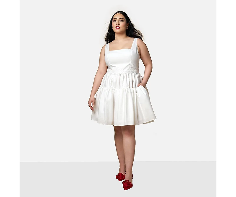 Rebdolls Women's Plus Size Peony Corset Mini Skater Dress