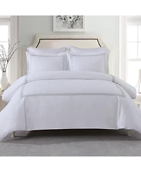 Adeline 100% Cotton Percale Embroidered Duvet Cover Set, Twin/Twin Xl