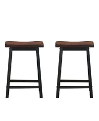24 Inch Set of 2 Wood Counter Height Seat Stools for Kitchen Dining and Pub
