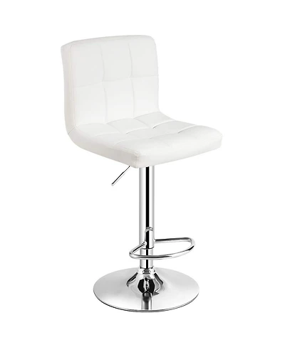 Sugift Armless Pu Leather Bar Stool with Adjustable Height and Swivel Seat