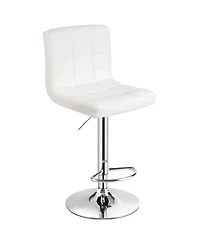 Sugift Armless Pu Leather Bar Stool with Adjustable Height and Swivel Seat