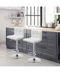 Sugift Set of 2 Square Swivel Adjustable Bar Stools with Back and Footrest