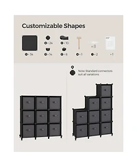 Slickblue Cube Storage Organizer with Storage Boxes, Customizable Shape, Bedroom, Living Room-9 Cubes