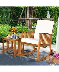 Sugift 2 Pieces Acacia Wood Patio Rocking Chair Table Set