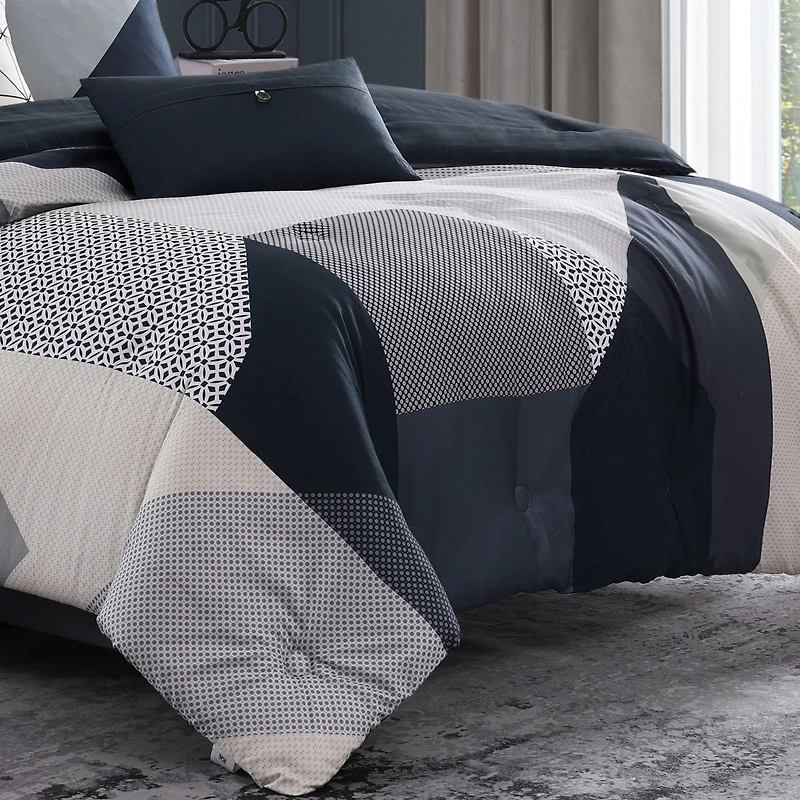 Bebejan Geo Fusion Bedding 200 Thread Count 100% Cotton Sateen 5 Piece Reversible Queen Comforter Set