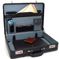 Alpine Swiss Mens Briefcase Expandable Genuine Leather Attache Briefcase For Men Dual Combination Lock Business Case