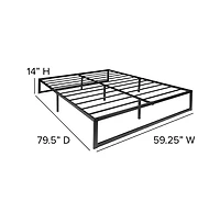 Merrick Lane Varallo 14 Inch Steel Bed Frame With Steel Slat Support For Any Mattress (No Box Spring Required)