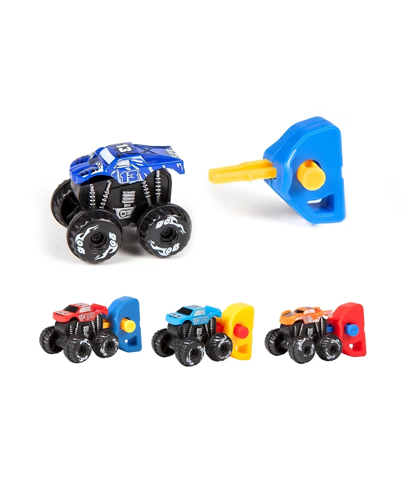 World Tech Toys Nano Monster Power Launchers Spring Key Launcher Mini Toy Truck 3 Pack