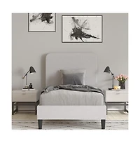 Merrick Lane Remi Platform Bed With Headboard - Upholstered Frame - 14 Wooden Slats - No Box Spring Required