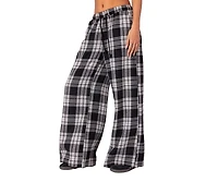 Edikted Women's Lounge Around Plaid Wide Leg Pants