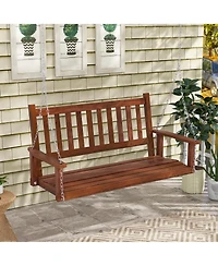 Costway -Person Wooden Outdoor Porch Swing Heavy Duty Patio Hanging Bench Chair