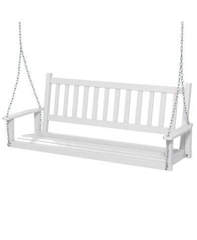 Costway 3-Person Wooden Outdoor Porch Swing Heavy Duty Patio Hanging Bench Chair