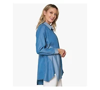Stella Carakasi Women's Asymmetrical Denim Button-Front Shirt Top Crossroads Tunic