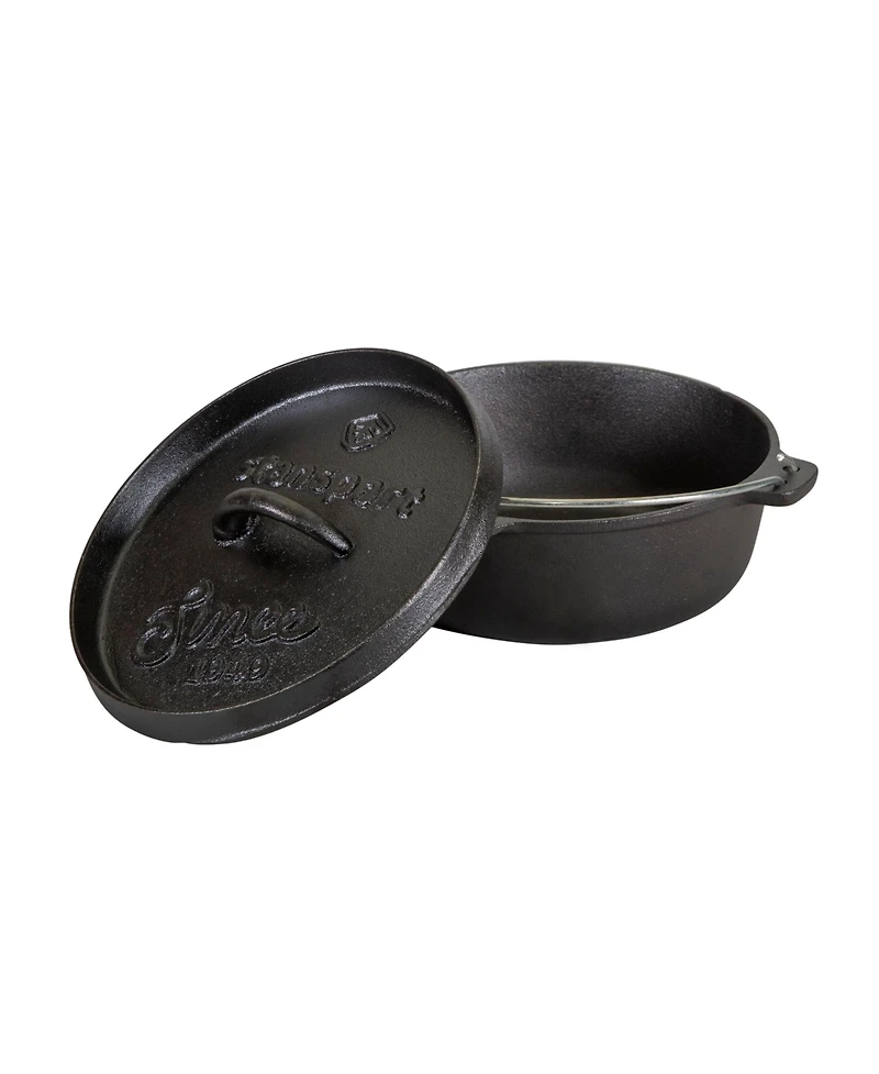 Stansport Cast Pre-Seasoned Iron Dutch Oven - 4 Qt Flat Bottom