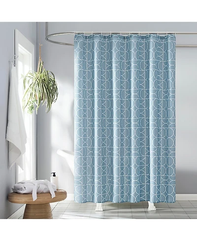 Roswell 13-Piece Geometric Print Shower Curtain Set